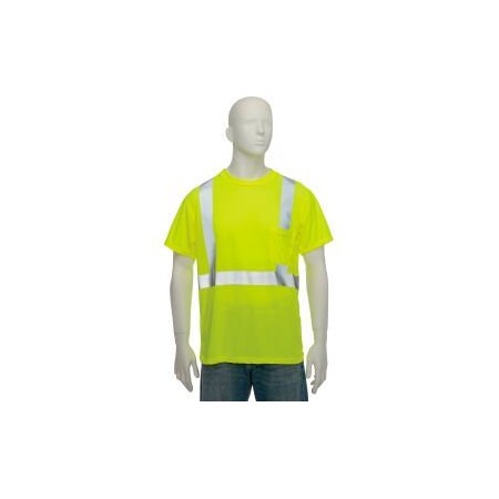Occunomix OccuNomix Standard Wicking Birdseye Class 2 T-Shirt W/ Pocket Hi-Vis Yellow, S, LUX-SSETP2B-YS LUX-SSETP2B-YS